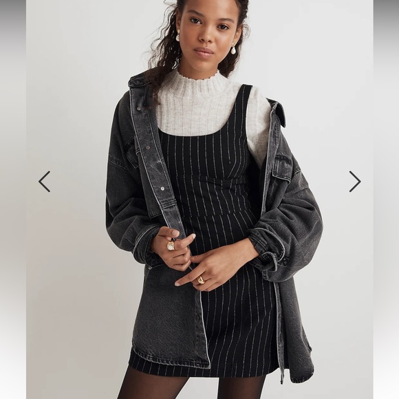Madewell Wool-Blend Mini Dress in Pinstripe - Picture 4 of 6